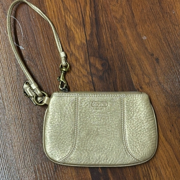 Coach | Elegant Gold Leather Wristlet - Picture 3 of 8